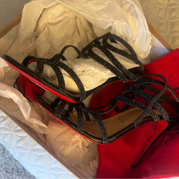Black Renee 100 Crosta Original Loubotins - Picture 1 of 6